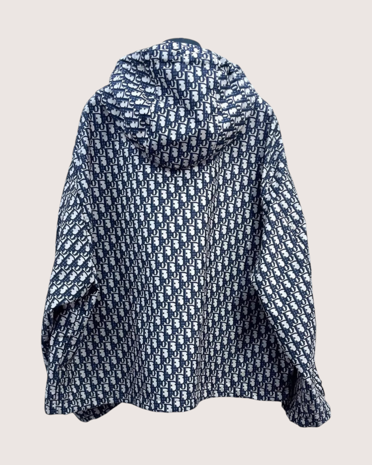 Christian Dior Monogram Zip-Up Hooded Jacket Blue, Beige/Ecru FR 36