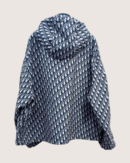 Christian Dior Monogram Zip-Up Hooded Jacket Blue, Beige/Ecru FR 36