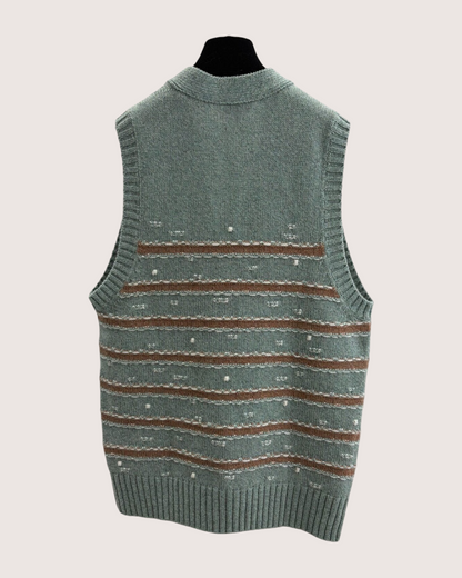 Chanel 24K Striped Knit Vest Green, Brown, White FR 34
