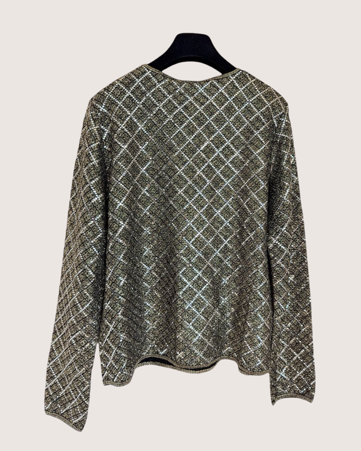 Chanel 20A Sequin Long-Sleeve Top Black, Gold, Silver FR 40
