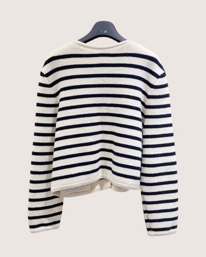 Celine Striped Cardigan Beige/Ecru, Navy FR 38