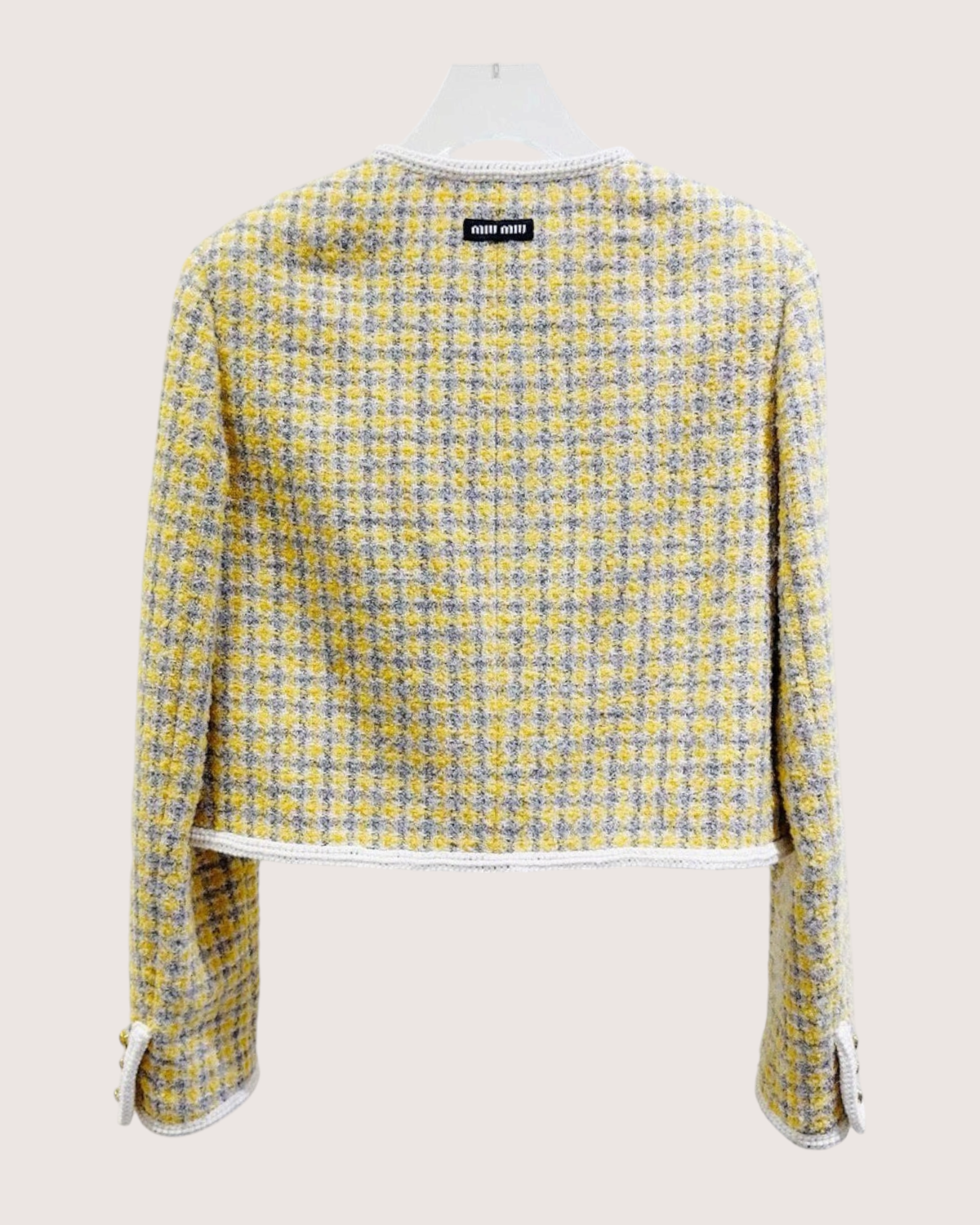 Miu Miu Tweed Cropped Jacket Yellow, Grey, Multicolor FR 36