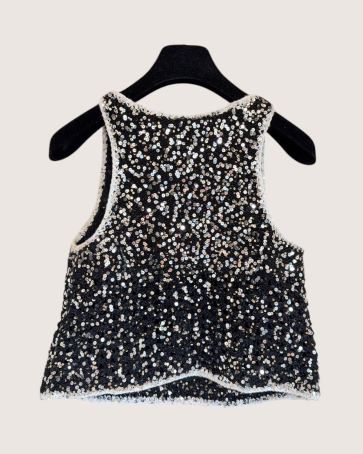 Chanel 23S CC Bow Sequin Vest Black, Silver, Multicolor FR 34