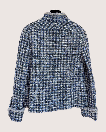 Chanel 20P Tweed Jacket Blue, Grey FR 38