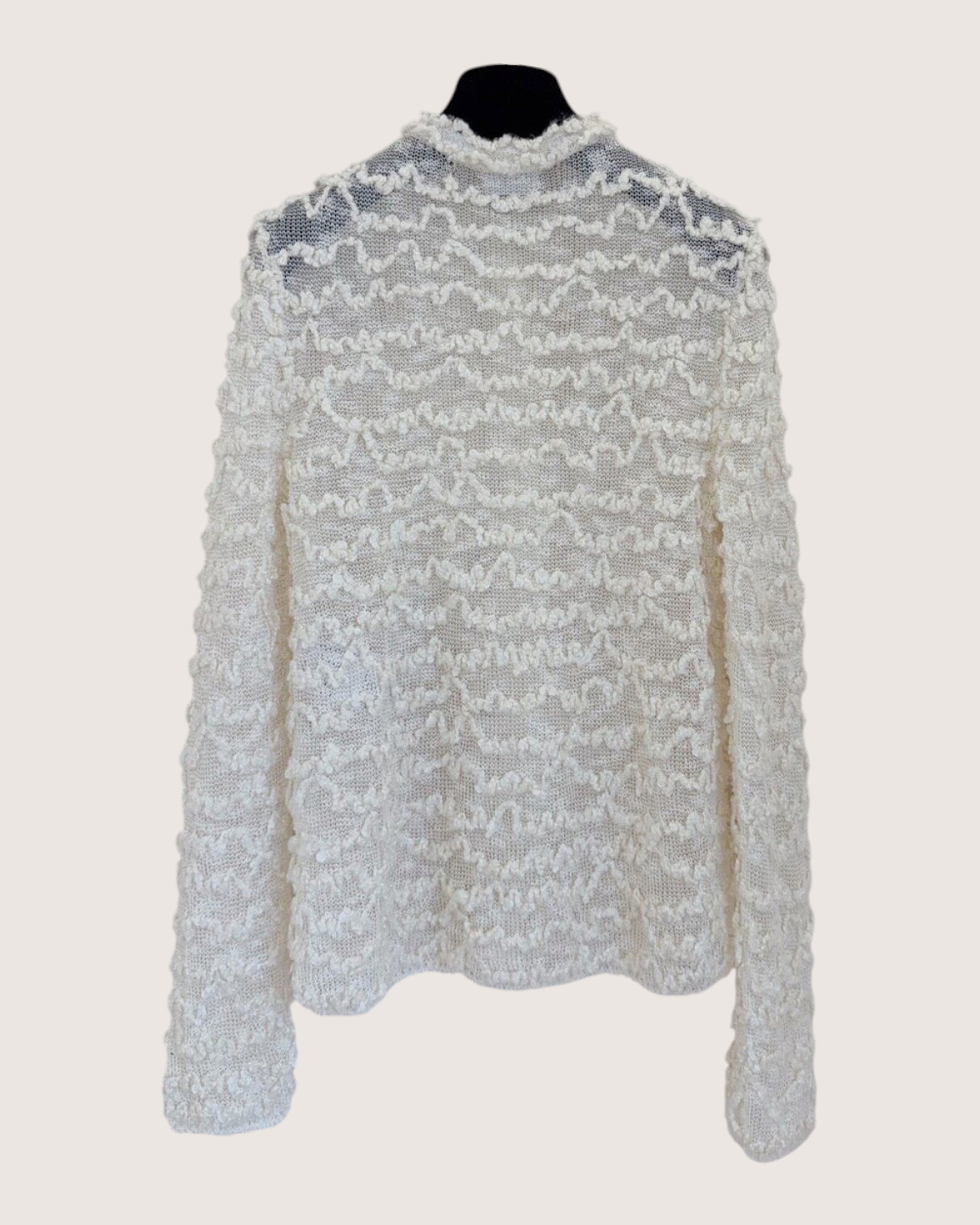 Chanel 26A Wavy Bouclé Cardigan Beige/Ecru FR 36
