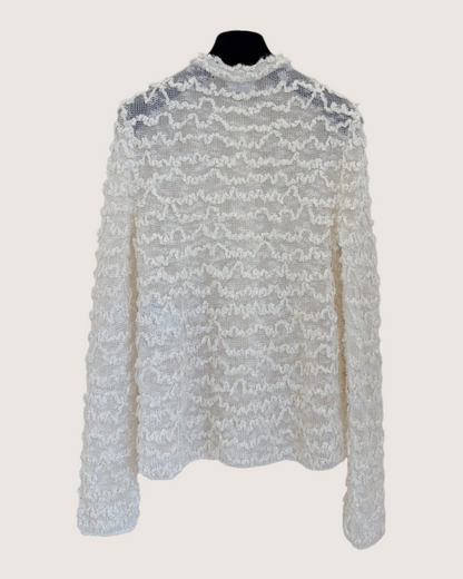 Chanel 26A Wavy Bouclé Cardigan Beige/Ecru FR 36