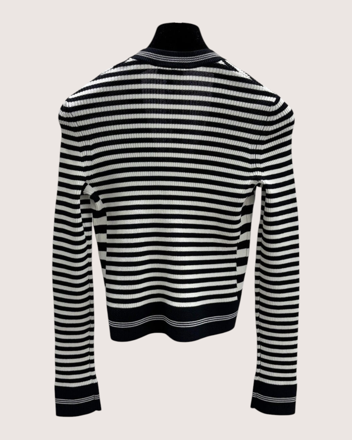 Chanel 23C Striped Cardigan Navy, White FR 36