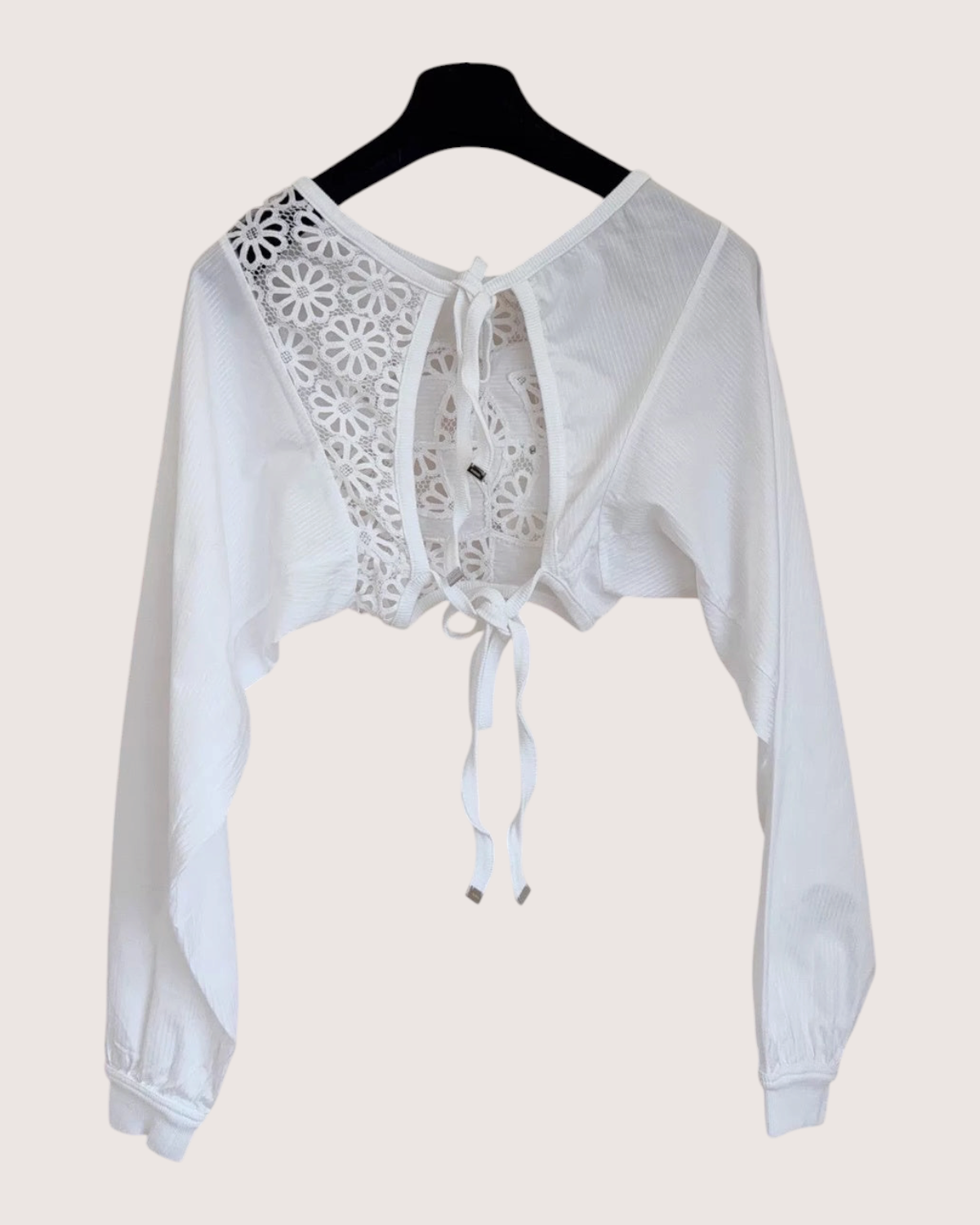 Chanel 25C CC Logo Long-Sleeve Crop Top