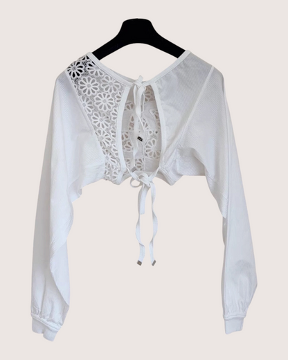 Chanel 25C CC Logo Long-Sleeve Crop Top
