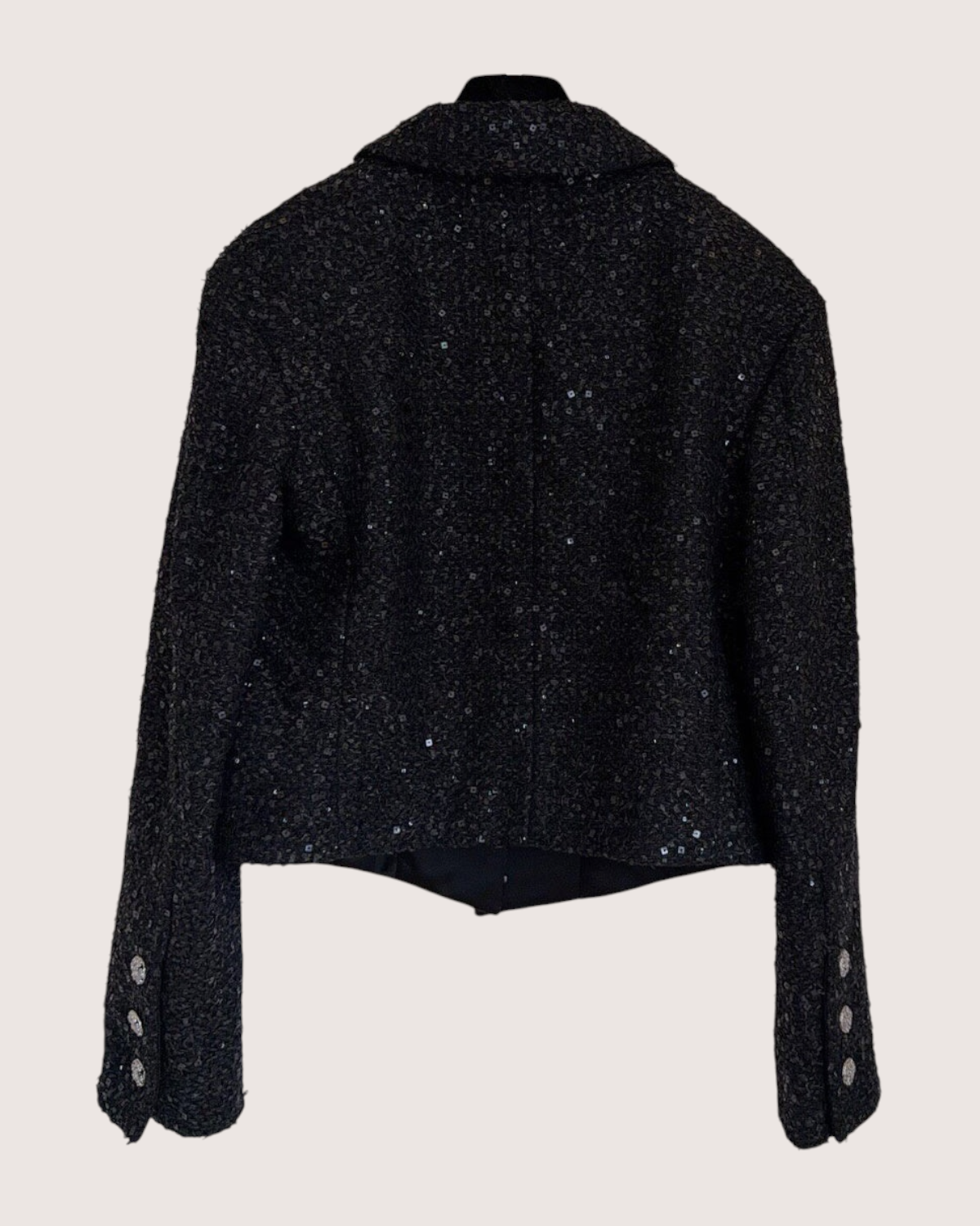 Chanel 24S Sequin Tweed Jacket Black FR 38