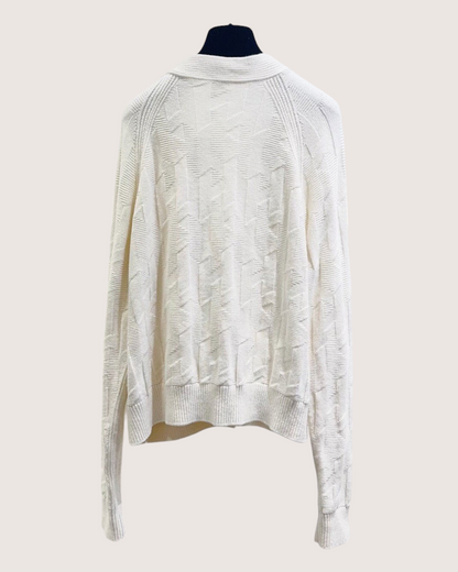 Hermès Wool Monogram Cardigan Beige/Ecru FR 38