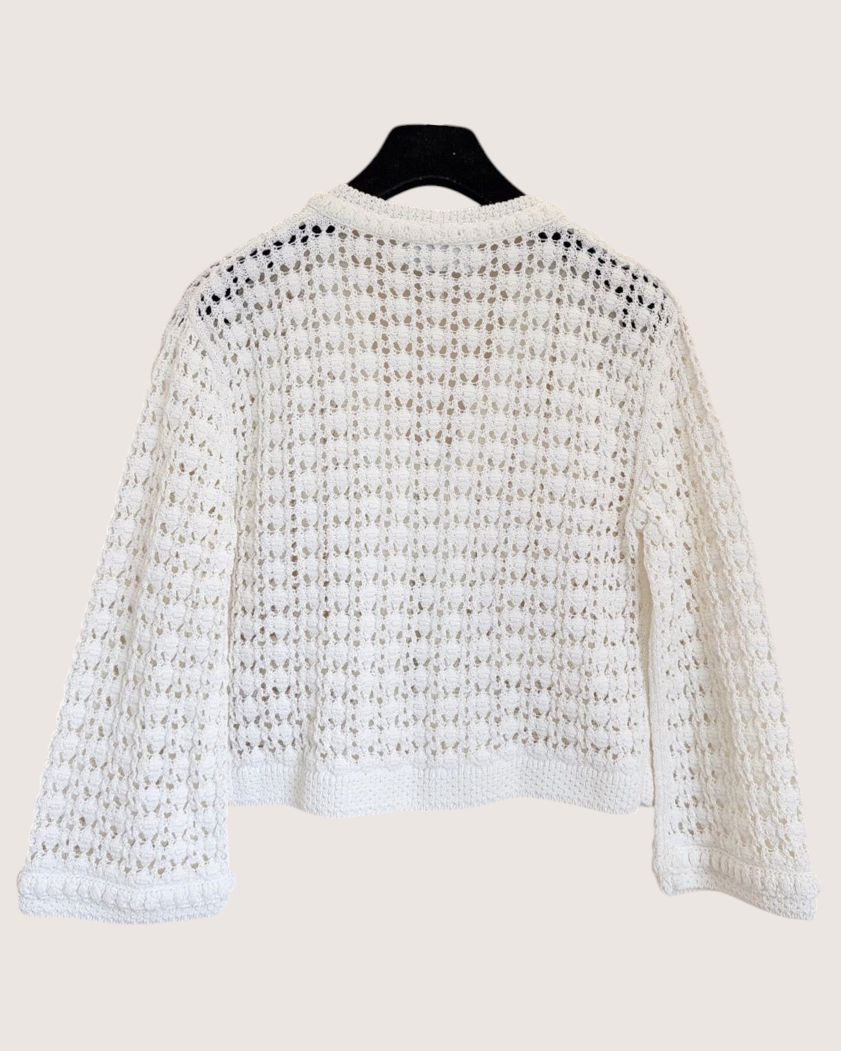 Chanel 26C Openwork Cardigan White FR 34