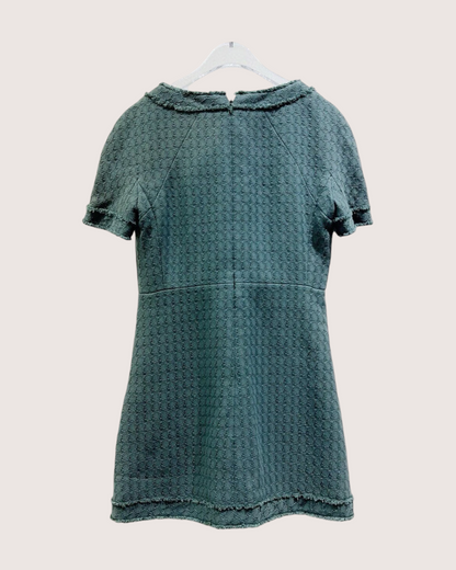 Chanel 13C Fringe-Trim Tweed Dress Green FR 36