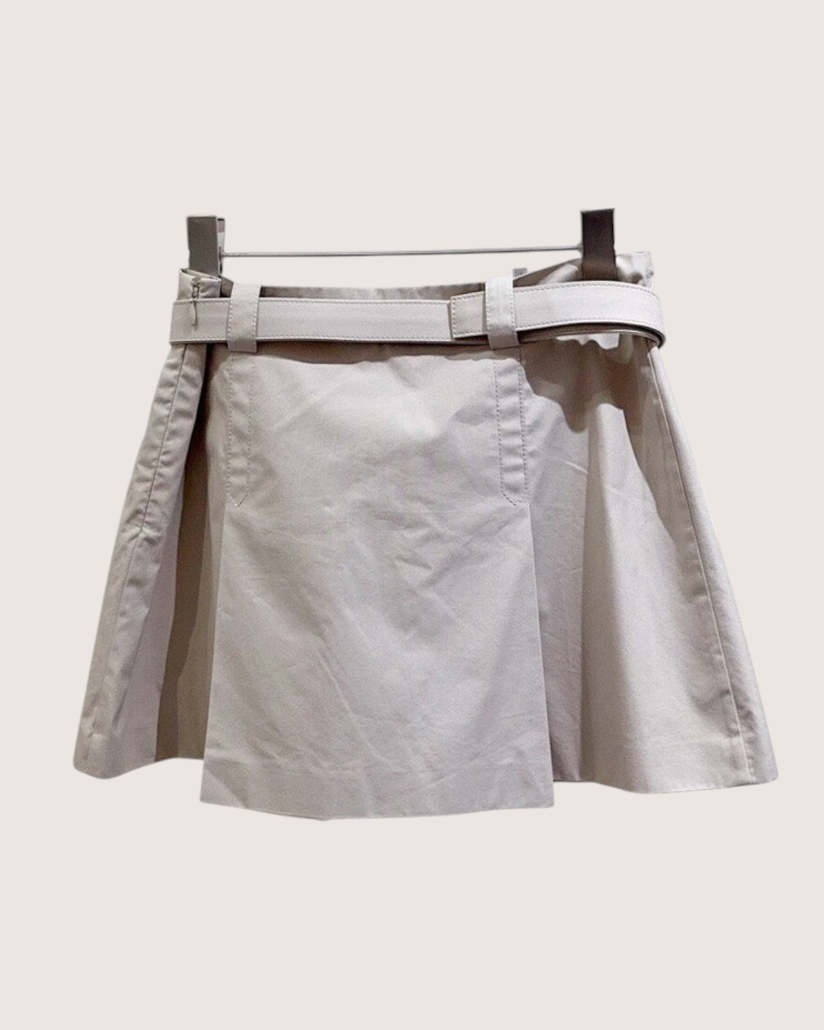 Miu Miu Belted Mini Skirt Beige/Ecru FR 36