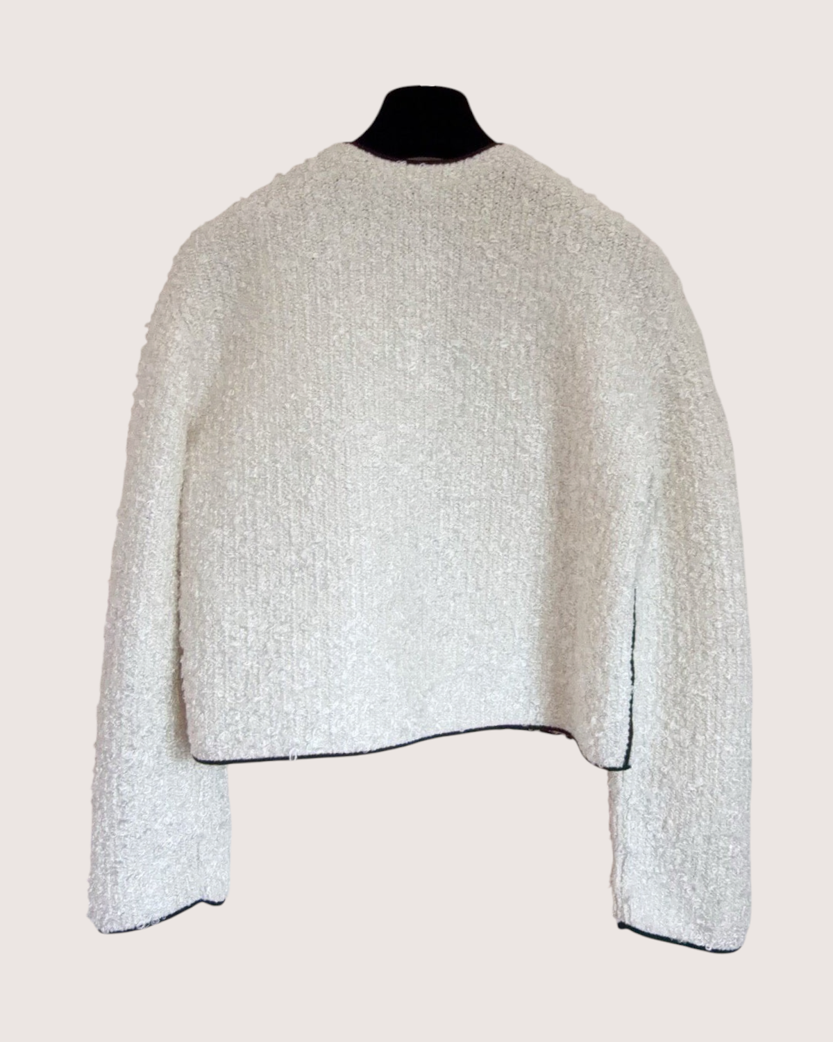 Chanel 26S Cropped Bouclé Cardigan Beige/Ecru, Black FR 34