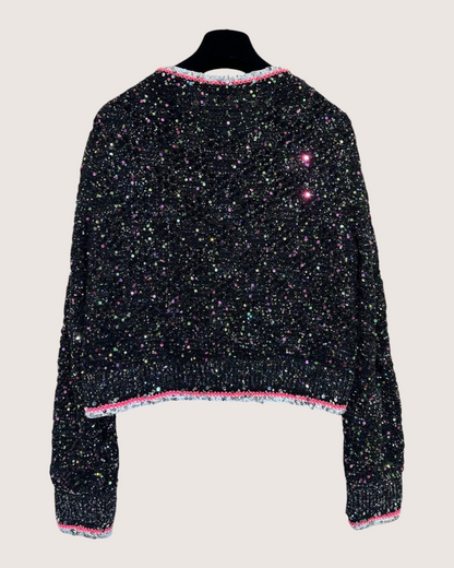 Chanel 24C Cropped Sequin Cardigan Black, Pink, Multicolor FR 38