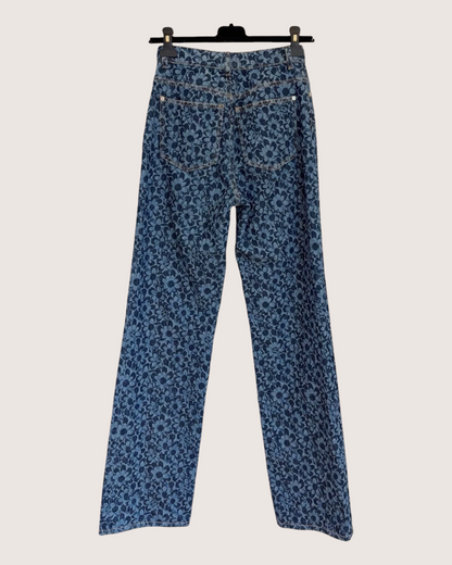 Chanel Camellia Denim Straight Jeans Blue, Navy, Multicolor FR 34