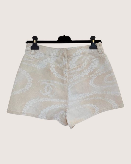 Chanel Coco Beach Denim Mini Shorts Yellow FR 38 - view 2