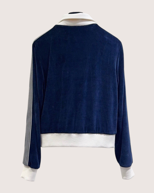 Celine Triomphe Velvet Track Jacket Navy, White FR 36