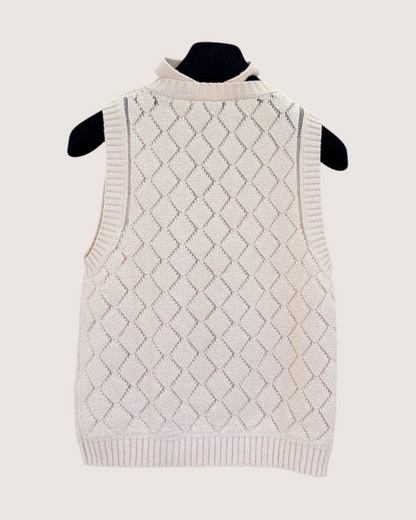 Chanel 23S Diamond Trellis Vest Beige/Ecru FR 34