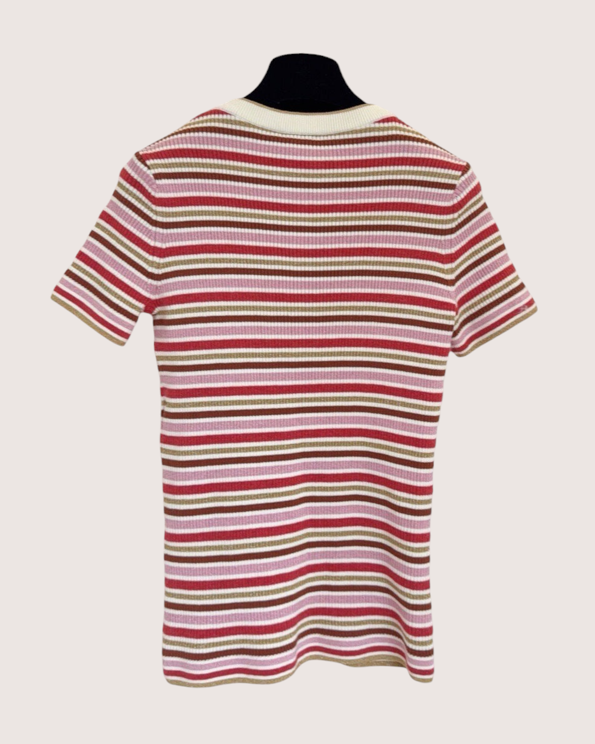 Chanel 26C Striped Polo Top Pink, Red, Multicolor FR 34