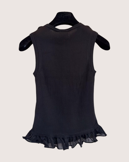 Chanel 23S CC Ruffle-Hem Vest Black FR 34