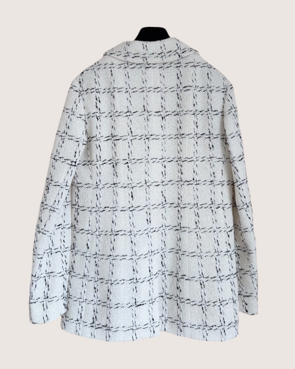 Chanel 23S Windowpane Tweed Jacket White, Black FR 40