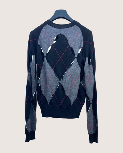 Christian Dior Argyle Cashmere Sweater Black, Grey FR 34