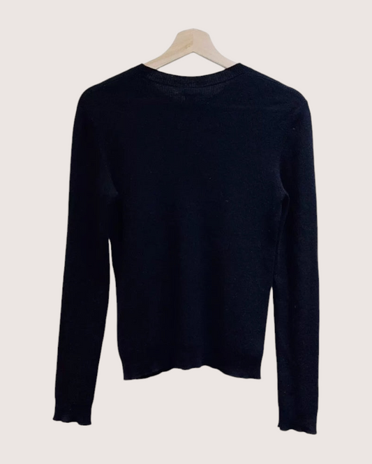 Chanel 22K Wool CC Sweater Black FR 38