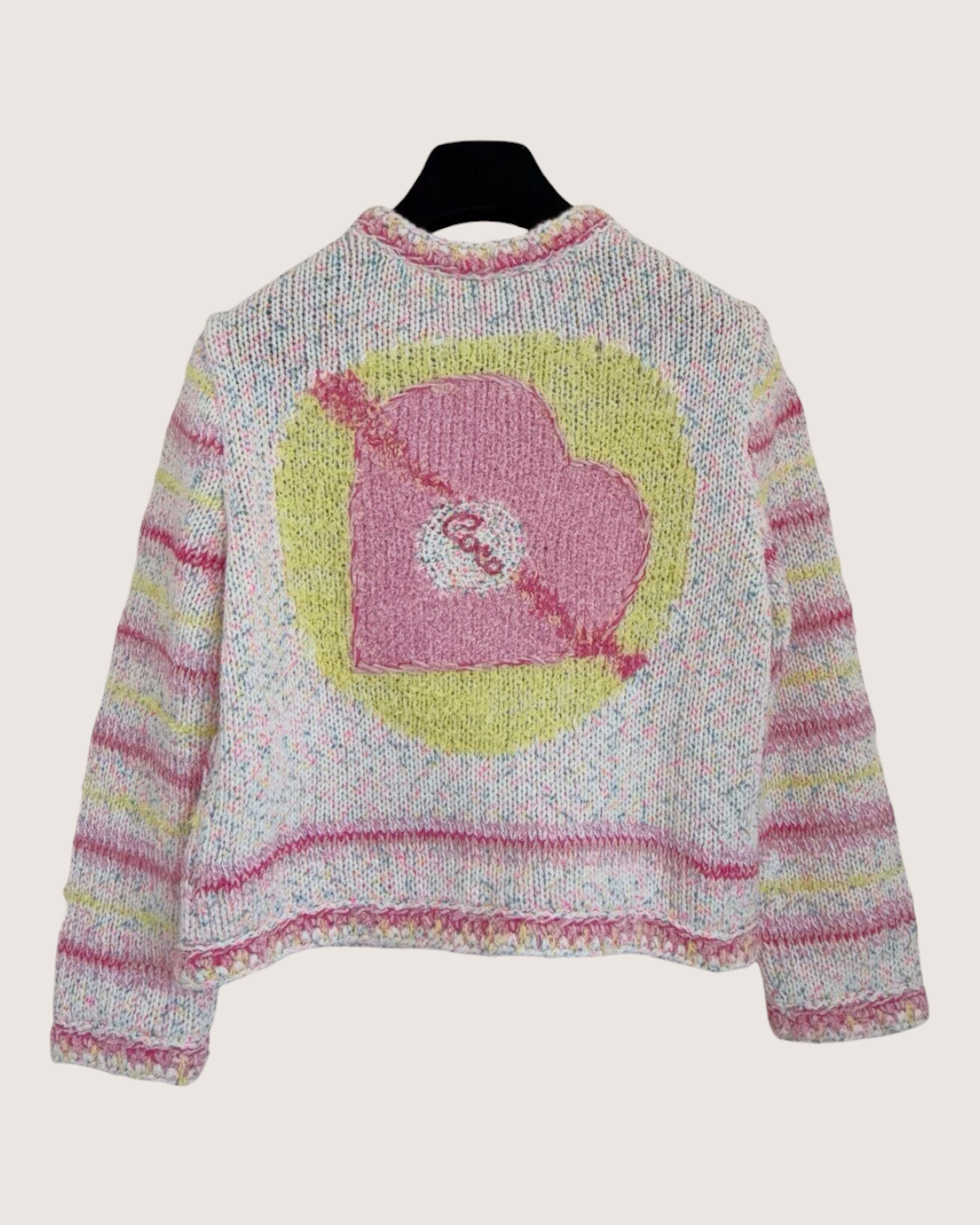 Chanel 24C Confetti Heart Cardigan Pink, Beige/Ecru, Multicolor FR 36