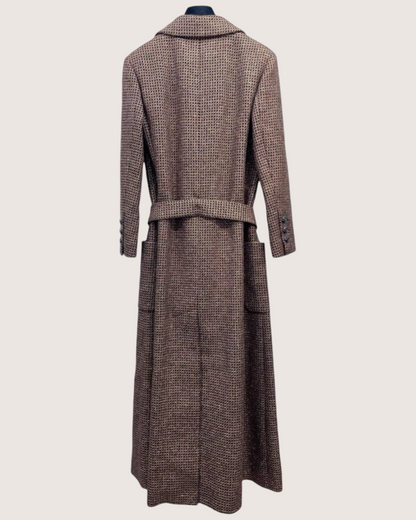 Chanel 24C Plaid Belted Trench Coat Brown, Black FR 34