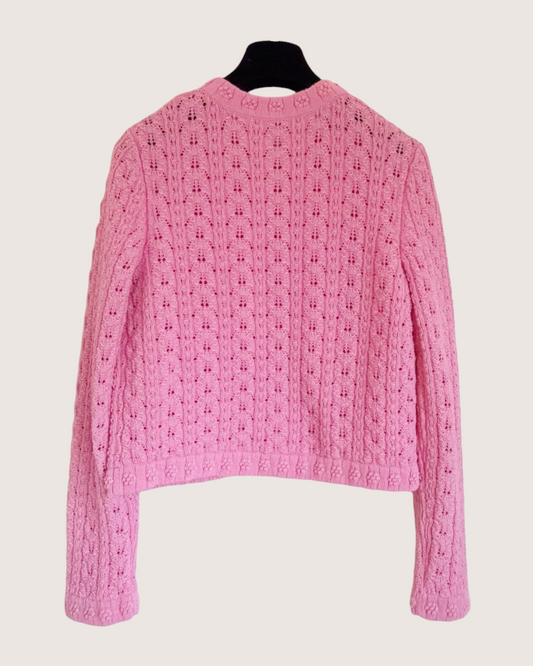 Chanel 24P Camellia Four-Pocket Cardigan Pink FR 38