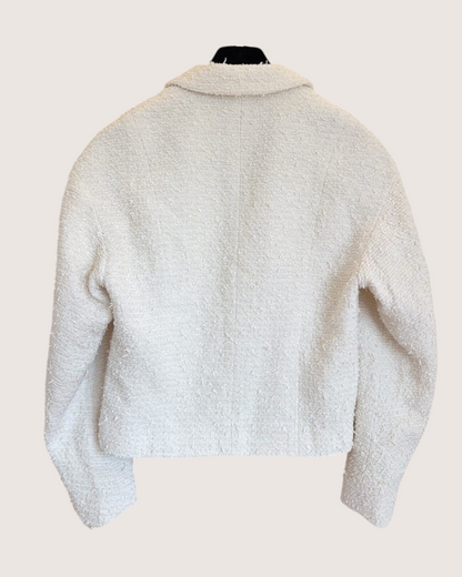 Chanel 21S Double-Breasted Tweed Jacket Beige/Ecru FR 34