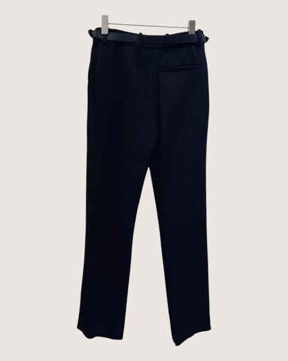 Louis Vuitton Wool Monogram-Strap Straight-Leg Trousers Black, Brown FR 34