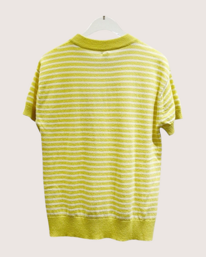 Hermès Striped Cashmere Sweater Yellow, White, Grey FR 36