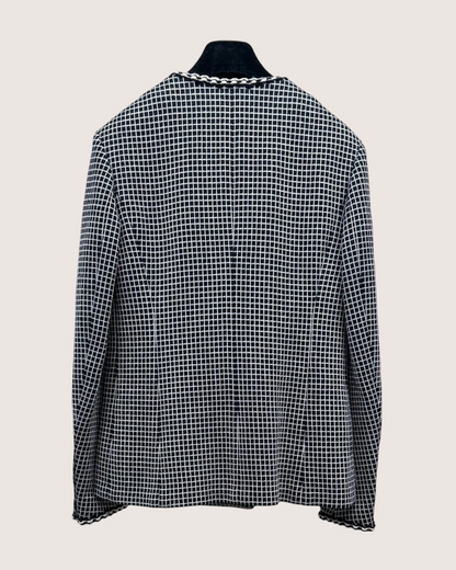 Chanel 25C Tweed Plaid Double-Breasted Jacket Black, White FR 34