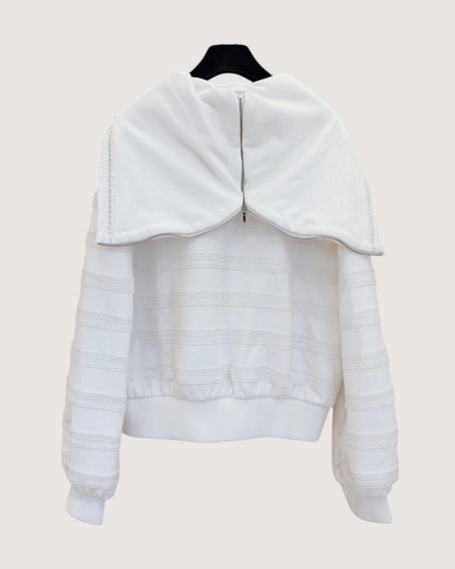 Chanel 24M Coco Beach Striped Hoodie White FR 38