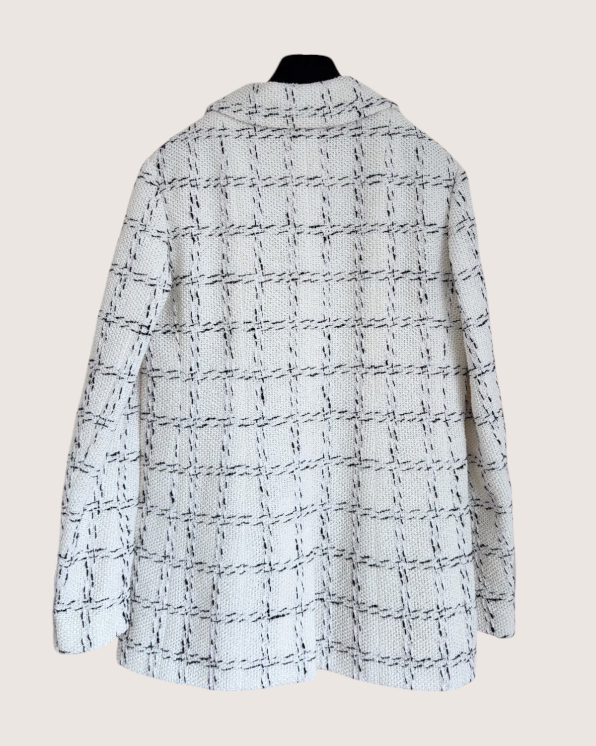 Chanel 23S Plaid Tweed Jacket White, Black FR 38