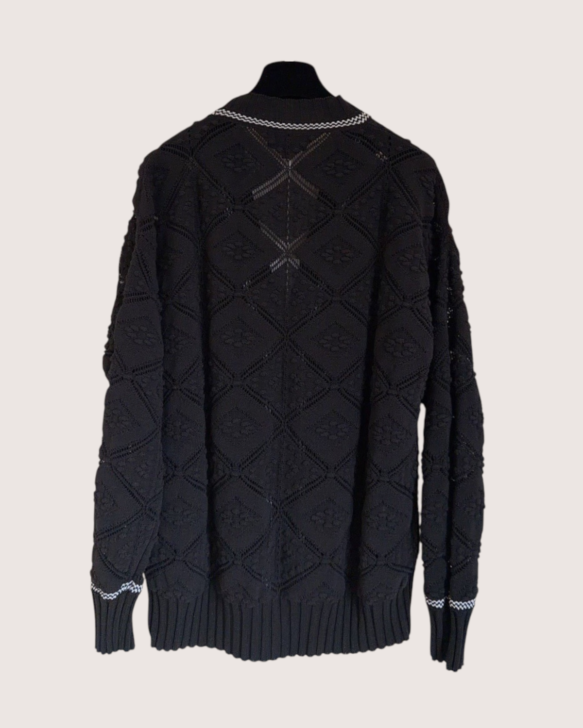 Chanel 23C Openwork Cardigan Black, White FR 36