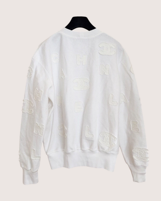 Chanel 21P Logo Sweatshirt White FR 34