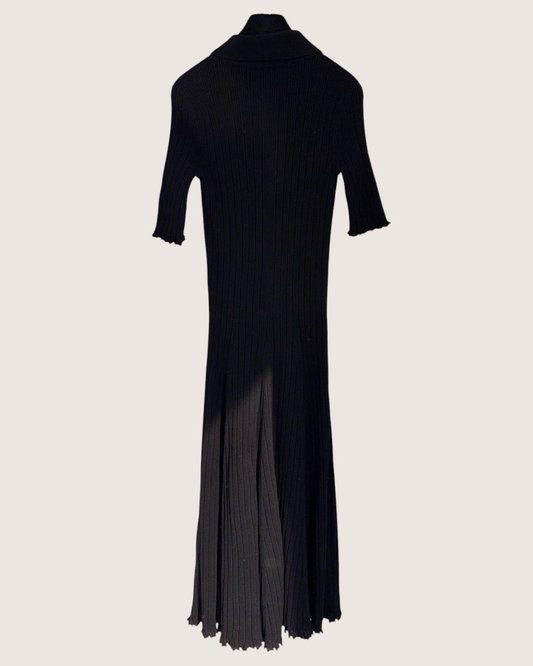 Chanel 26P Ribbed Maxi Dress Black FR 40
