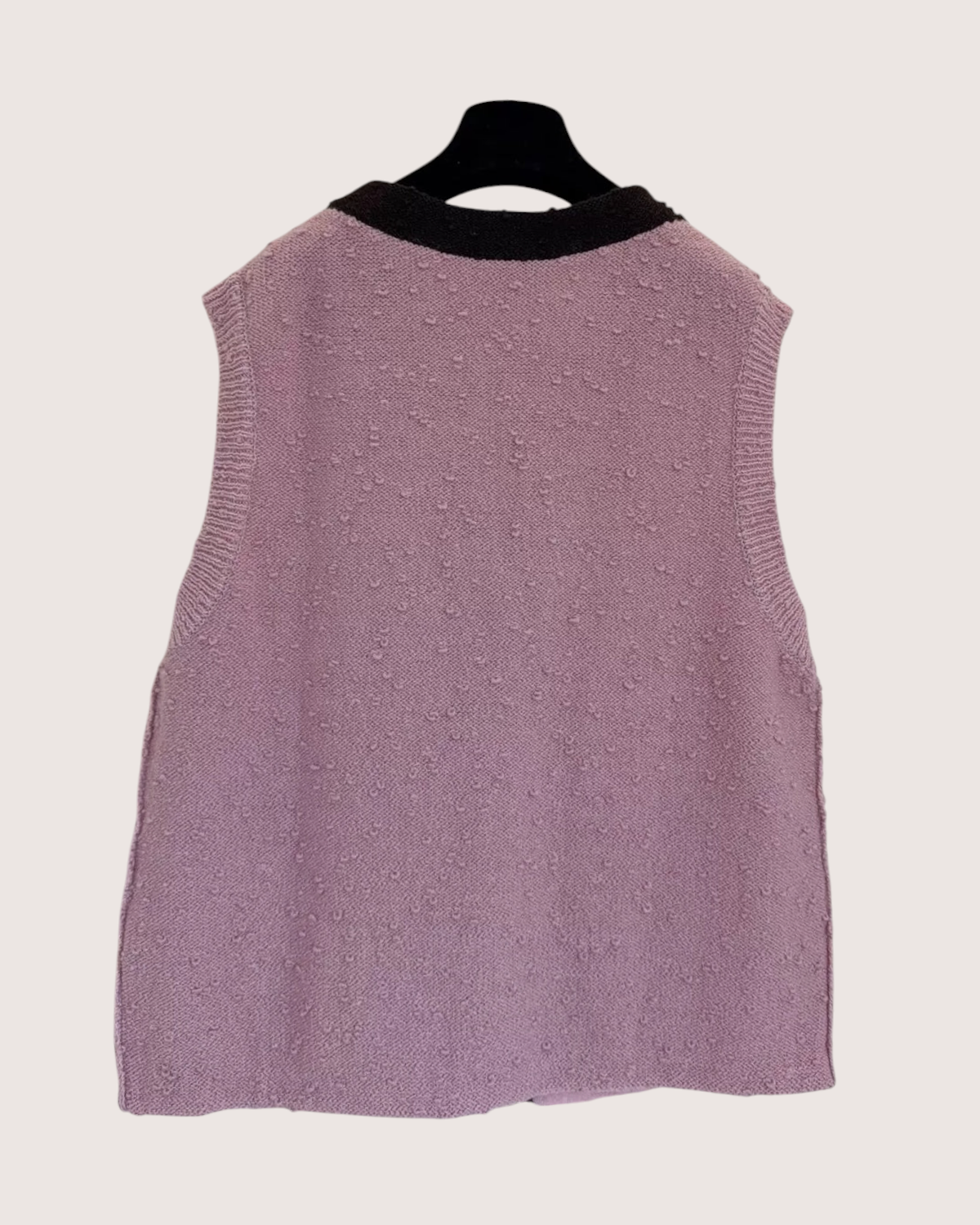 Chanel 24K V-Neck Wool Vest Pink, Black FR 40