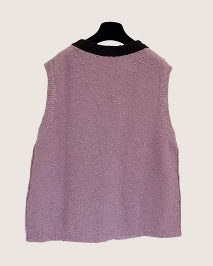 Chanel 24K V-Neck Wool Vest Pink, Black FR 40