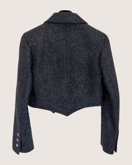Chanel 21B Cropped Tweed Jacket - Black, view 2