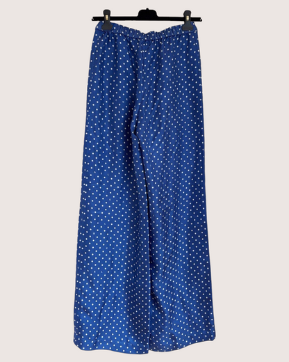 Chanel 24P Polka-Dot Wide-Leg Trousers Blue, White FR 34