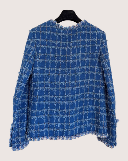 Chanel 23C Tweed Fringe Four-Pocket Jacket Blue, Multicolor FR 36