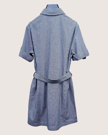 Celine Striped Belted Mini Dress Navy, White FR 36