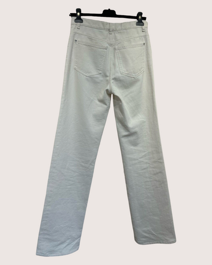 Chanel 24P Floral Openwork Straight-Leg Denim Jeans Beige/Ecru FR 36