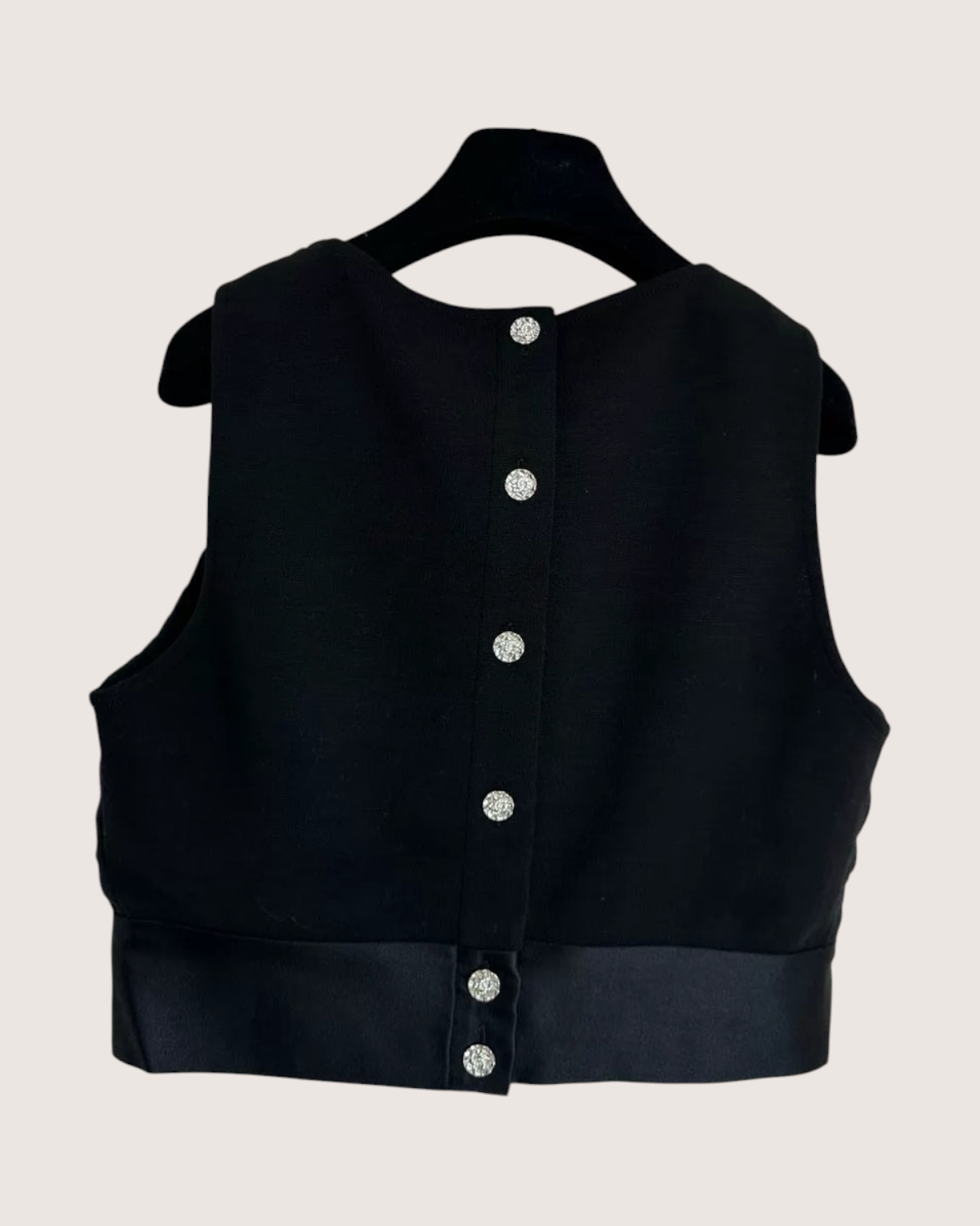 Chanel 22A CC Pearl Cropped Vest Black FR 34