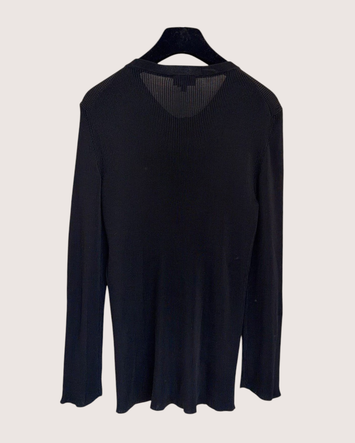 Chanel 26A Ribbed Cardigan Black FR 40